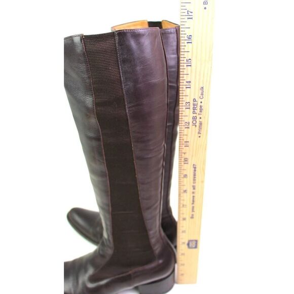 FREE LANCE BROWN GENUINE LEATHER MID HEEL ELASTIC SIDES PULL ON TALL BOOTS Sz 36 - Picture 6 of 9